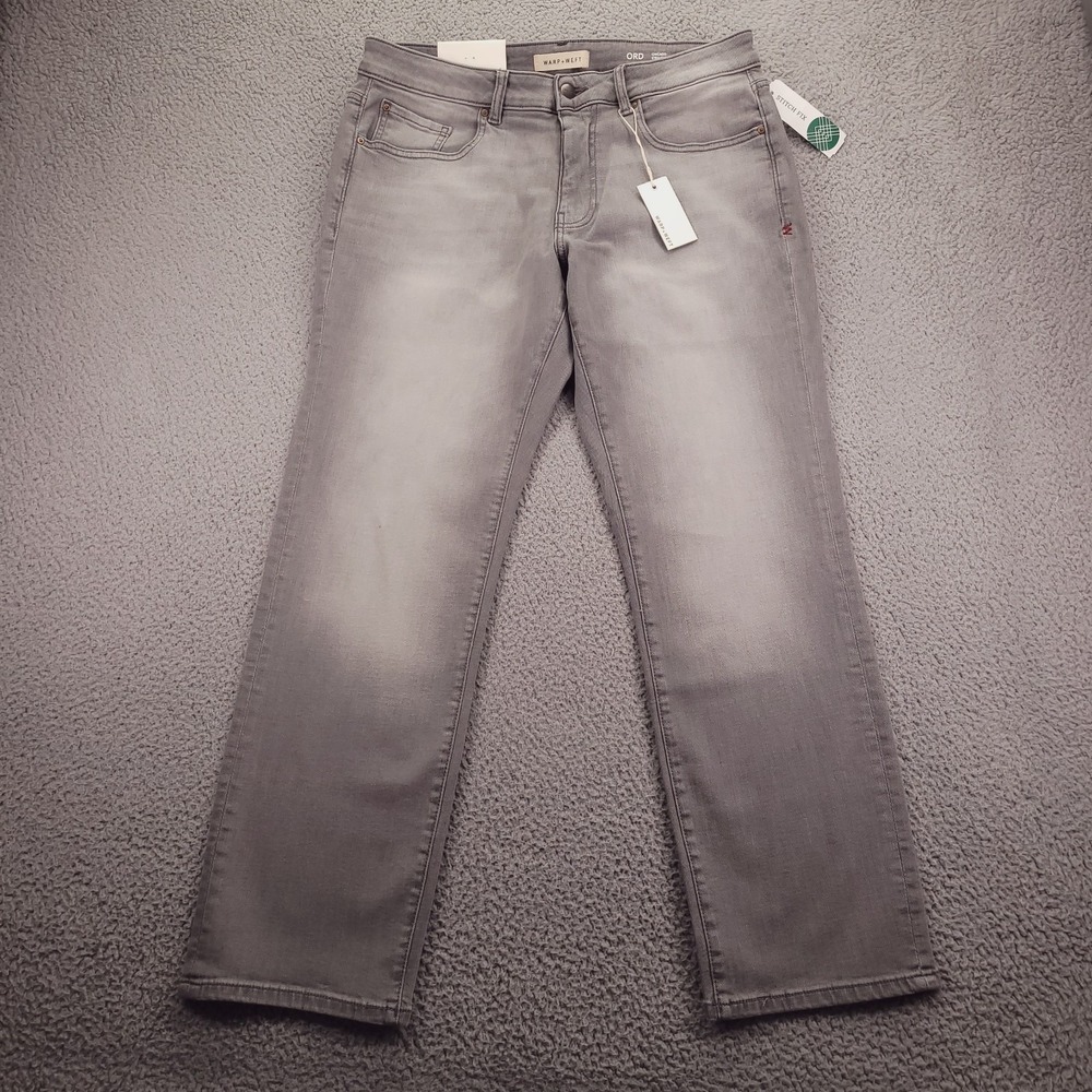 WARP + WEFT Jeans Mens Size 33x30 ORD Chicago Straight Smoke Stretch Denim NEW